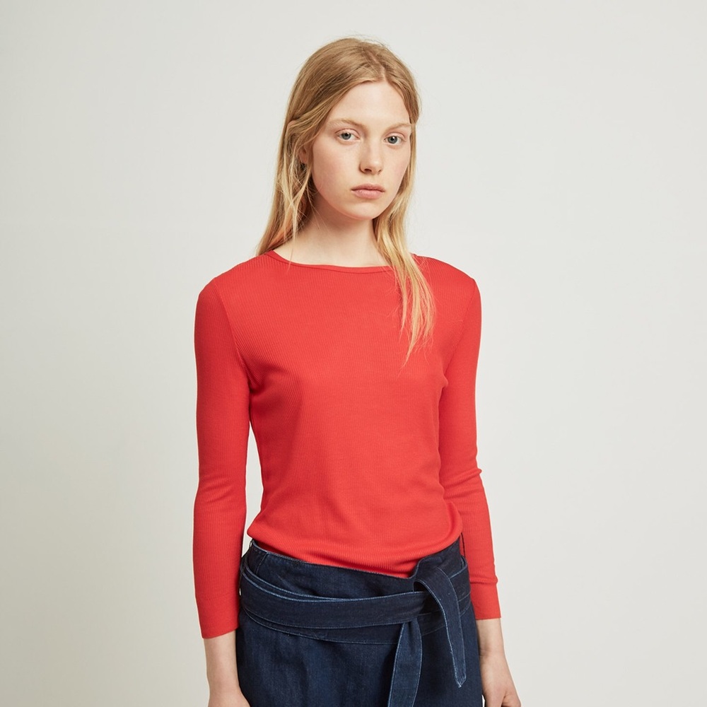 A.P.C. Laya 3/4 Sleeve Ribbed Top